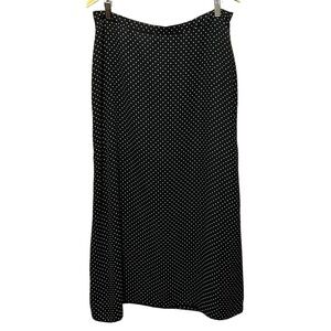 Jones Wear Womens Maxi Skirt 16 Black Polka Dot A-Line Zip Career Classic Preppy